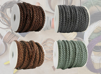 esnado Lederband geflochten flach 5 mm x 2 mm - echtes Leder