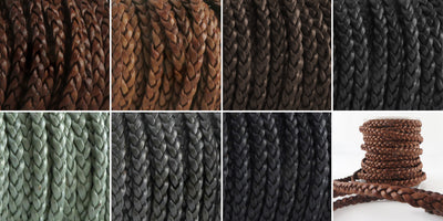 esnado Lederband geflochten flach 5 mm x 2 mm - echtes Leder