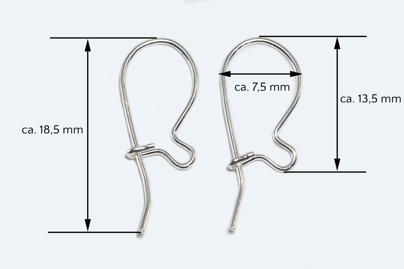 Ohrhaken aus 925 SILBER, mit Verschluss, 18,5 mm