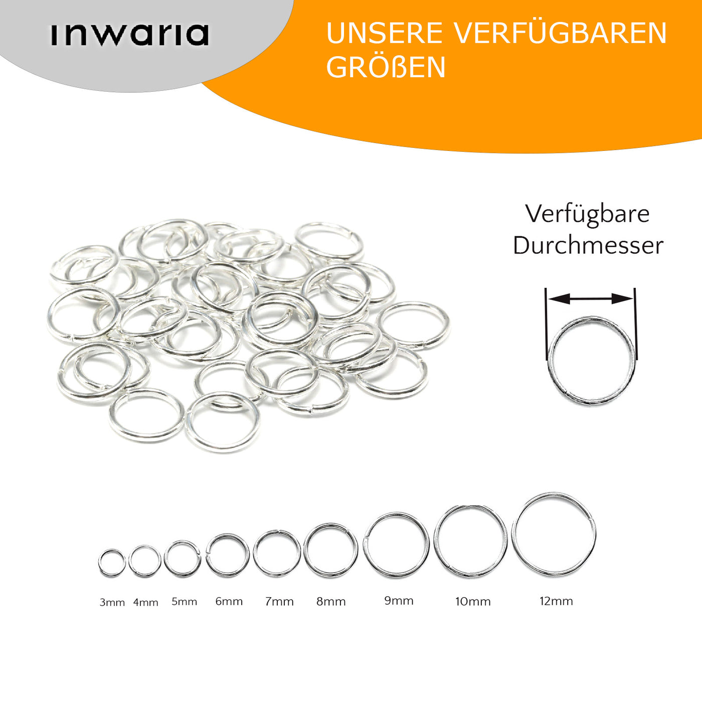 Binderinge aus 925 Silber, Ø 9,5 mm, offen