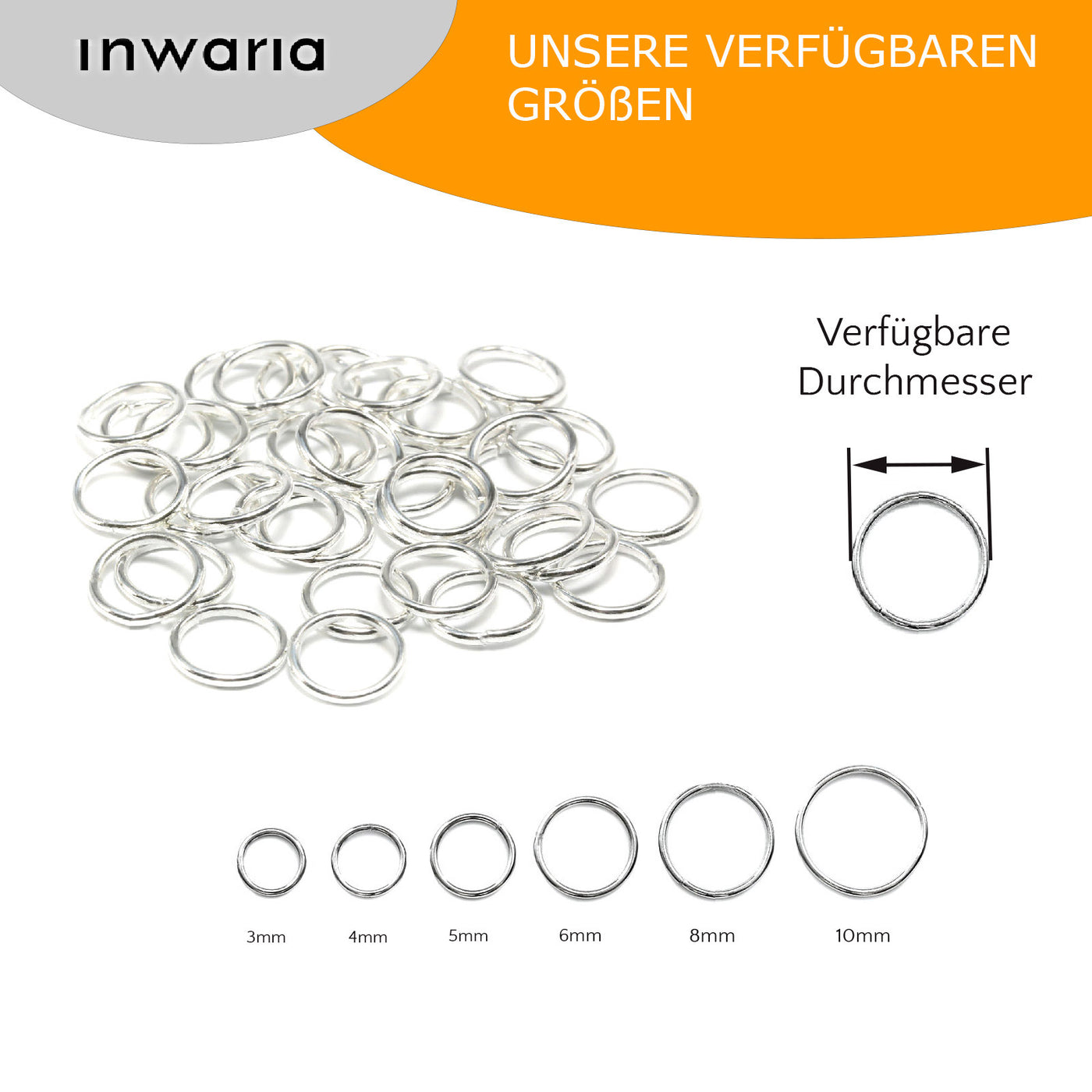 Binderinge aus 925 Silber, Ø 10 mm, geschlossen