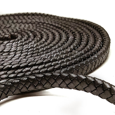 esnado Oval geflochtene Lederschnur Braun – 10 mm x 6 mm