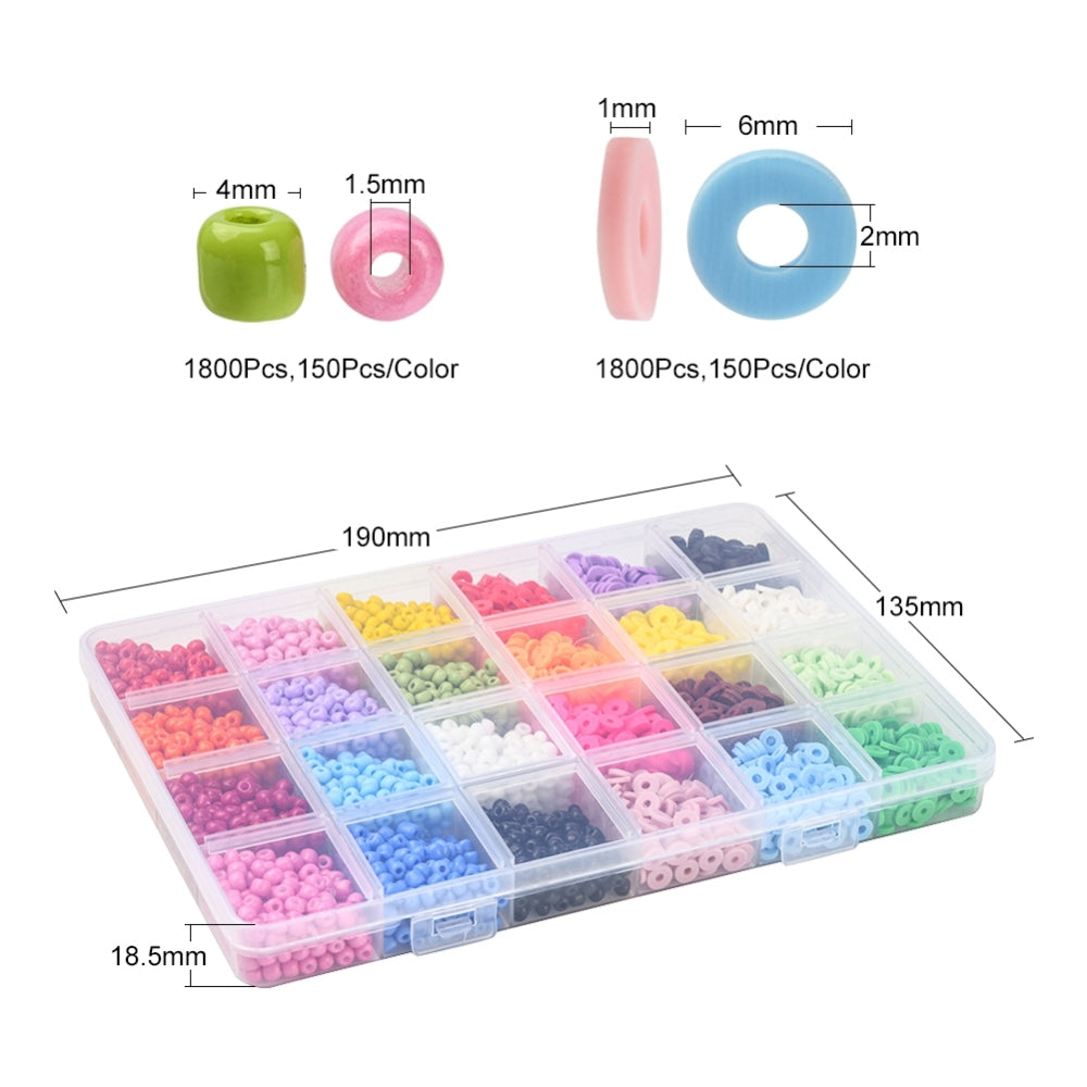 InwariaDIY Heishi & Seed Beads Set – 3.600-tlg. Perlen-Bastelset