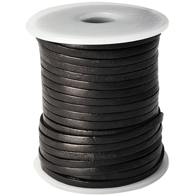 esnado Lederband Flach 3 x 1 mm - Schwarz - echtes Leder