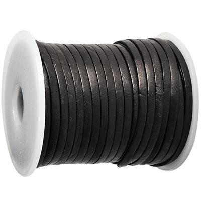 esnado Lederband Flach 3 x 1 mm - Schwarz - echtes Leder