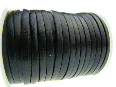 esnado Lederband Flach 3 x 1 mm - Schwarz - echtes Leder