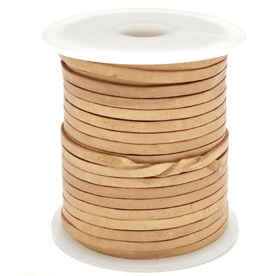 esnado Lederband Flach 3 x 1 mm - Natur - echtes Leder