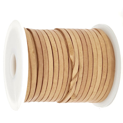 esnado Lederband Flach 3 x 1 mm - Natur - echtes Leder