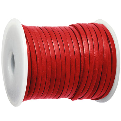 esnado Lederband Flach 3 x 1 mm - Rot - echtes Leder