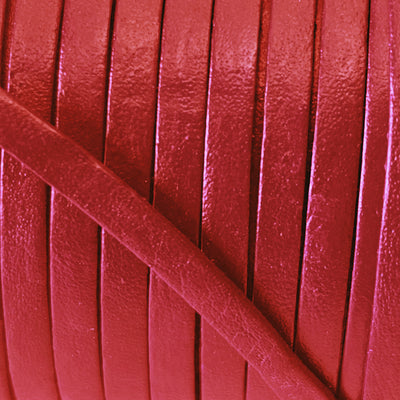 esnado Lederband Flach 3 x 1 mm - Rot - echtes Leder