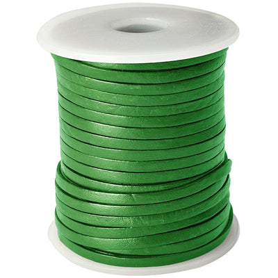 esnado Lederband Flach 3 x 1 mm - Grün - echtes Leder
