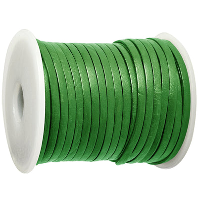 esnado Lederband Flach 3 x 1 mm - Grün - echtes Leder