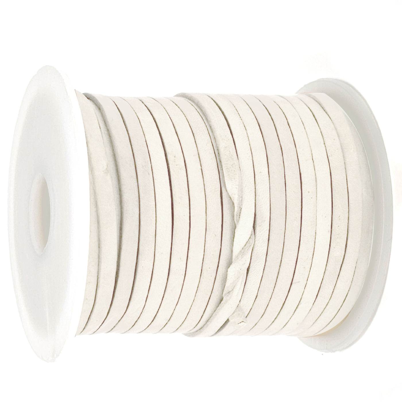 esnado Lederband Flach 3 x 1 mm - Weiß - echtes Leder