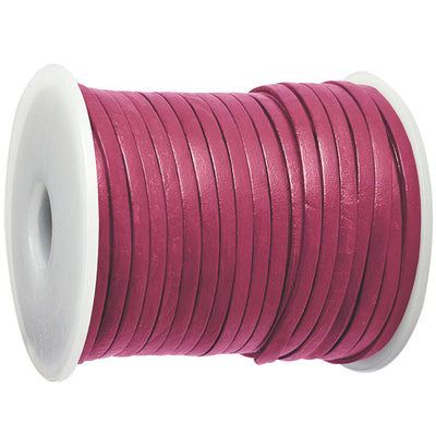 esnado Lederband Flach 3 x 1 mm - Pink - echtes Leder
