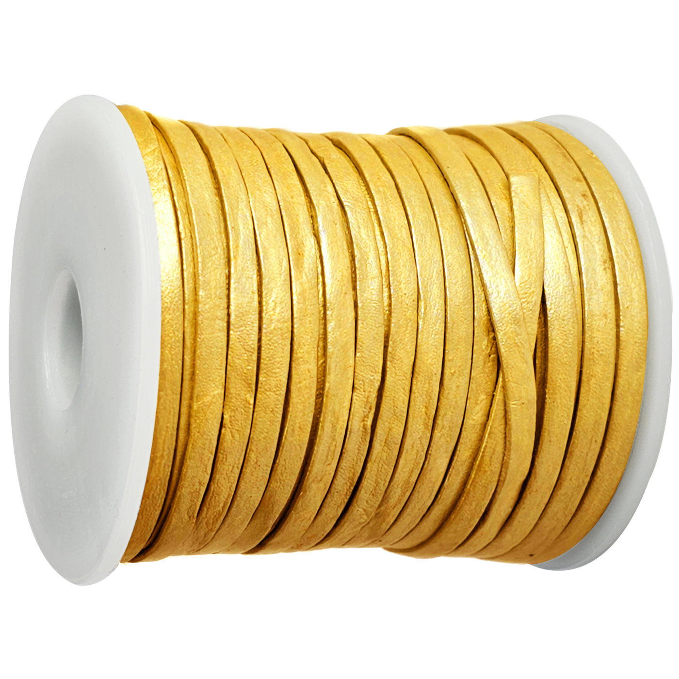 esnado Lederband Flach 3 x 1 mm - Gold - echtes Leder