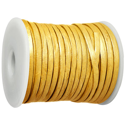 esnado Lederband Flach 3 x 1 mm - Gold - echtes Leder