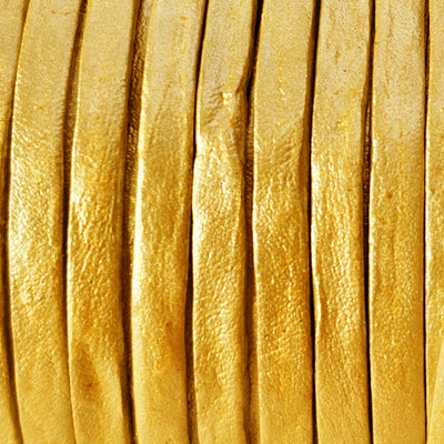 esnado Lederband Flach 3 x 1 mm - Gold - echtes Leder