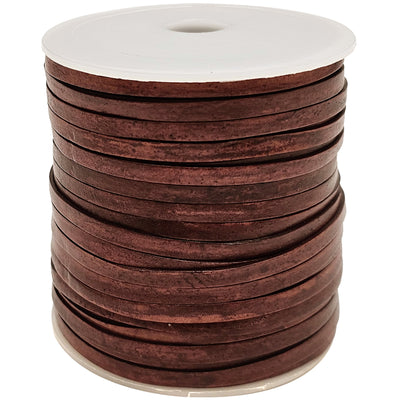 esnado Lederband Flach 4 x 1 mm - Antik Braun - echtes Leder