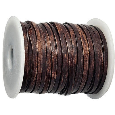 esnado Lederband Flach 3 x 1 mm - Antik Braun - echtes Leder