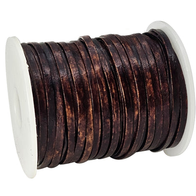 esnado Lederband Flach 3 x 1 mm - Antik Braun - echtes Leder