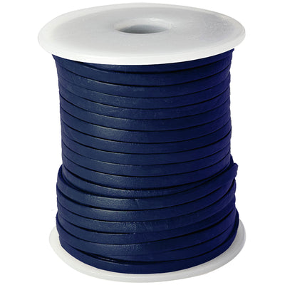 esnado Lederband Flach 3 x 1 mm - Navy - echtes Leder