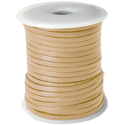 esnado Lederband Flach 3 x 1 mm - Creme - echtes Leder