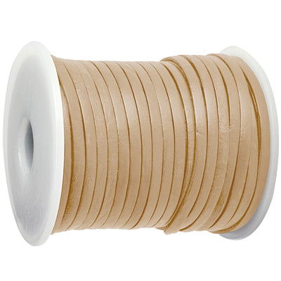 esnado Lederband Flach 3 x 1 mm - Creme - echtes Leder