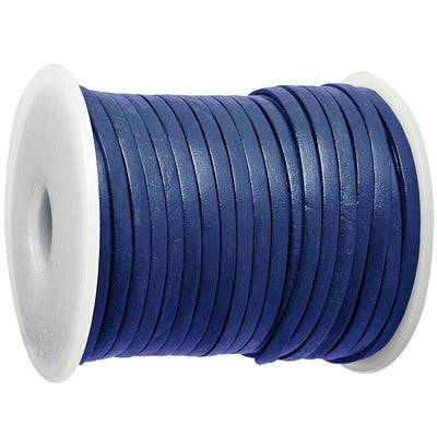 esnado Lederband Flach 3 x 1 mm - Blau - echtes Leder