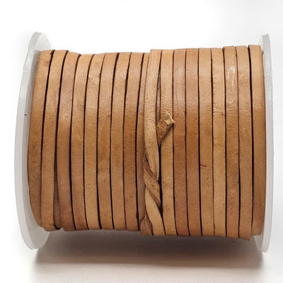 esnado Lederband Flach 3 x 1 mm - Naturbraun - echtes Leder