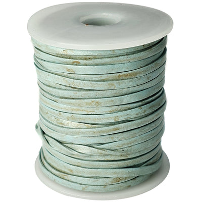 esnado Lederband Flach 3 x 1 mm - Antik Türkis - echtes Leder