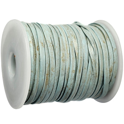 esnado Lederband Flach 3 x 1 mm - Antik Türkis - echtes Leder