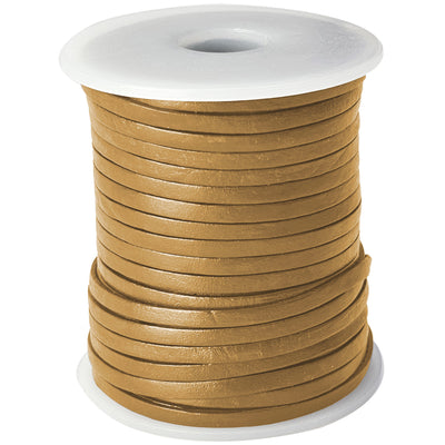 esnado Lederband Flach 3 x 1 mm - Curry - echtes Leder