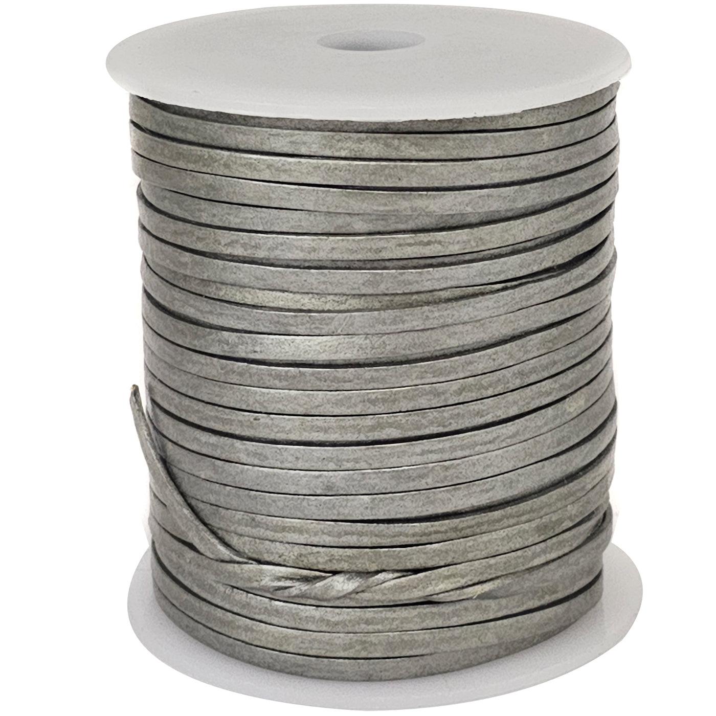 esnado Lederband Flach 3 x 1 mm - Silber - echtes Leder