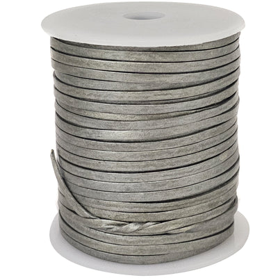 esnado Lederband Flach 3 x 1 mm - Silber - echtes Leder