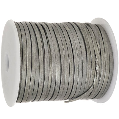 esnado Lederband Flach 3 x 1 mm - Silber - echtes Leder