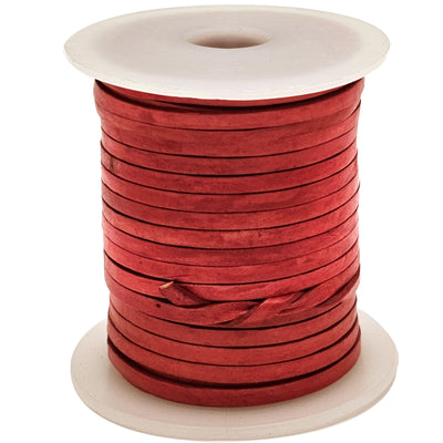 esnado Lederband Flach 3 x 1 mm - Antik Rot - echtes Leder