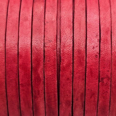 esnado Lederband Flach 3 x 1 mm - Antik Rot - echtes Leder