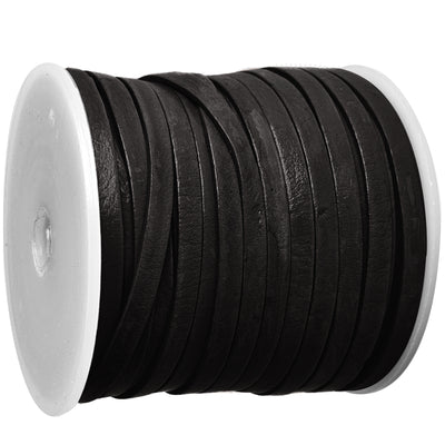 esnado Lederband Flach 4 x 1 mm - Schwarz - echtes Leder