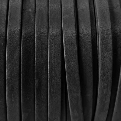 esnado Lederband Flach 4 x 1 mm - Schwarz - echtes Leder