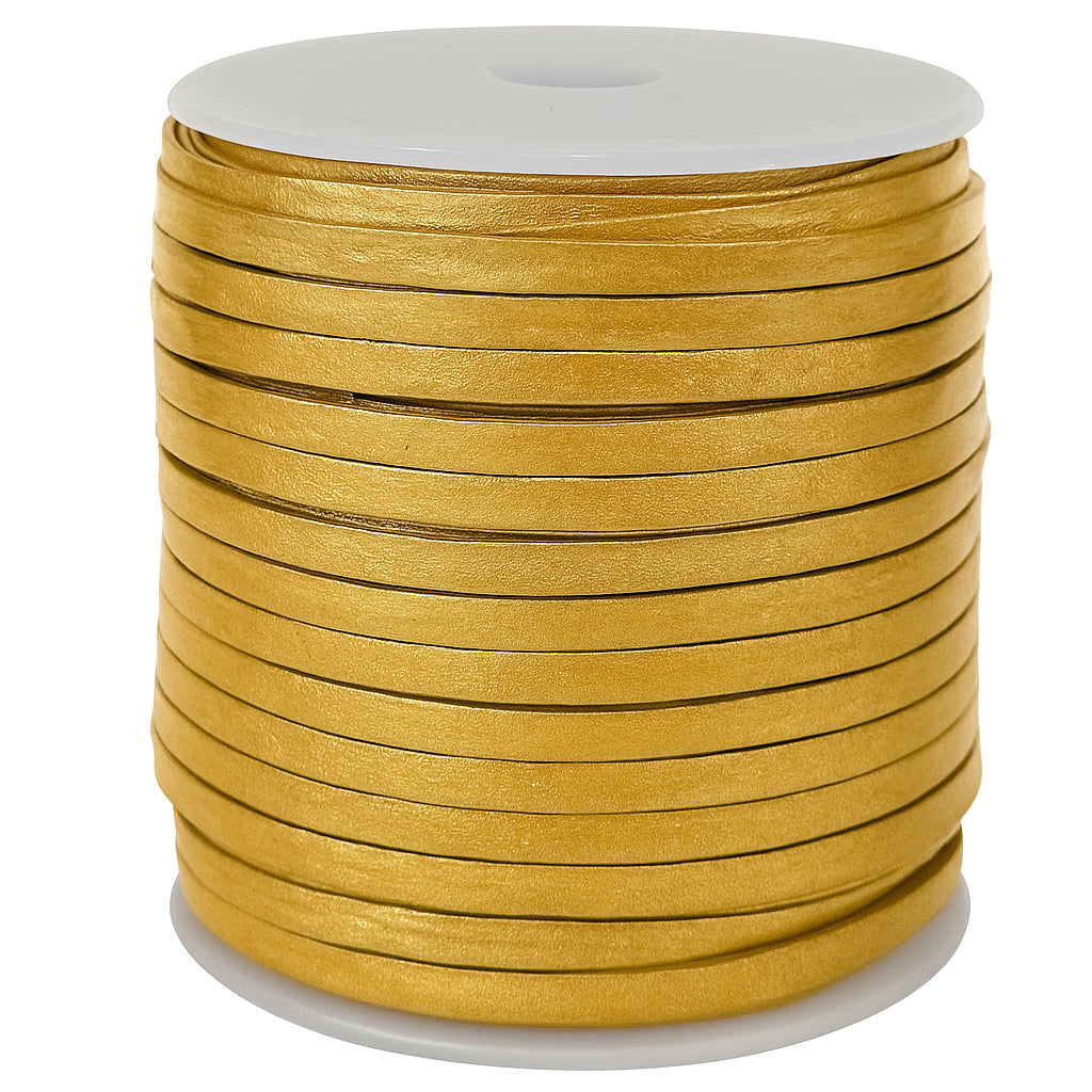 esnado Lederband Flach 4 x 1 mm - Gold - echtes Leder