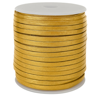 esnado Lederband Flach 4 x 1 mm - Gold - echtes Leder