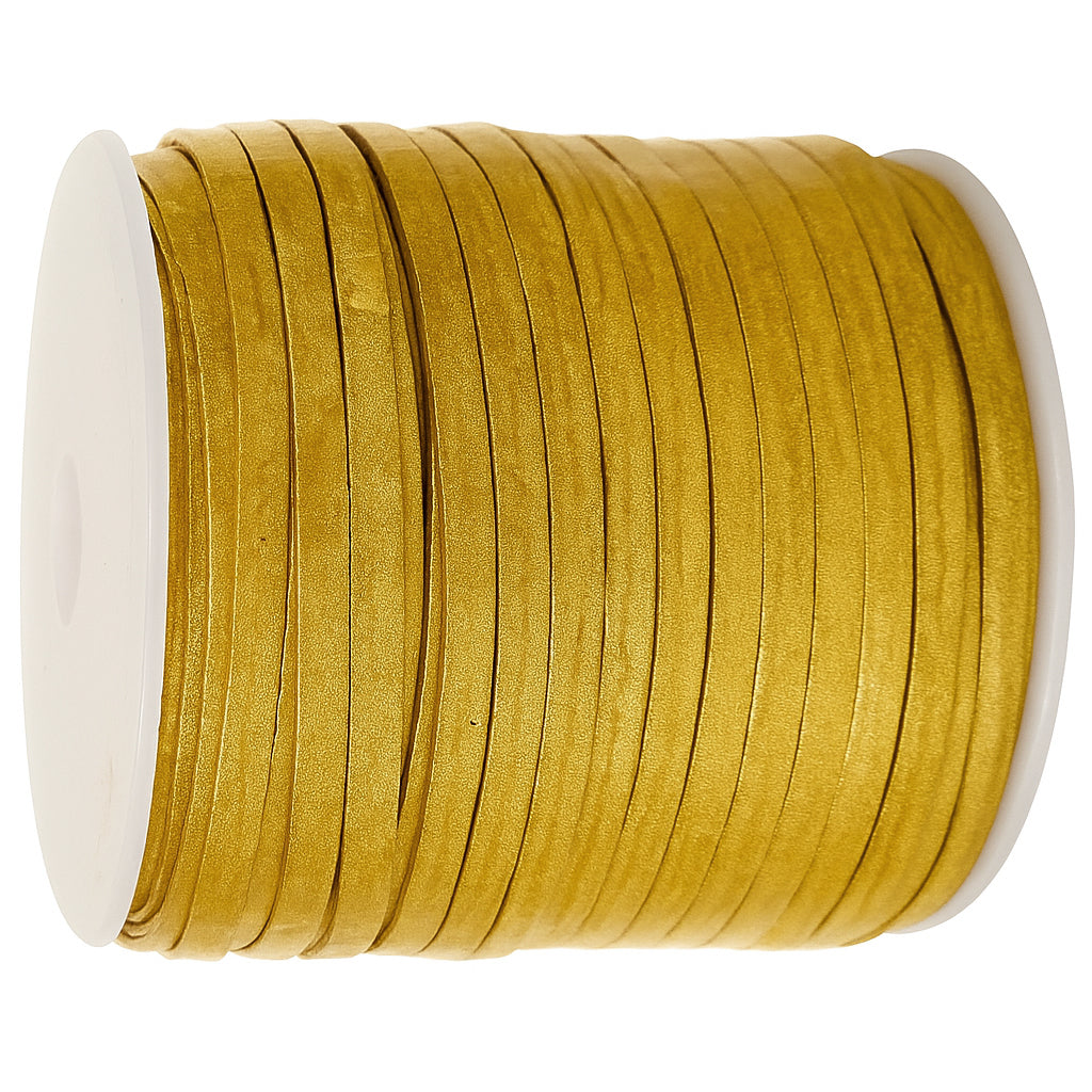 esnado Lederband Flach 4 x 1 mm - Gold - echtes Leder