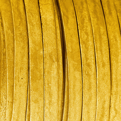 esnado Lederband Flach 4 x 1 mm - Gold - echtes Leder