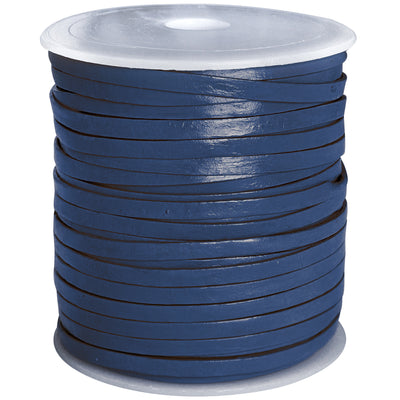 esnado Lederband Flach 4 x 1 mm - Blau - echtes Leder