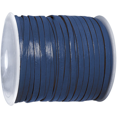 esnado Lederband Flach 4 x 1 mm - Blau - echtes Leder