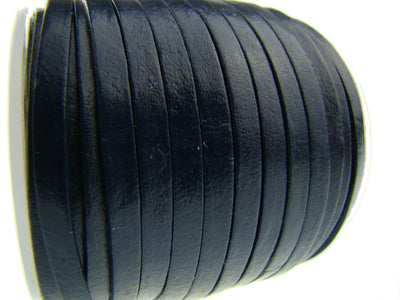 esnado Lederband Flach 4 x 1 mm - Navy - echtes Leder
