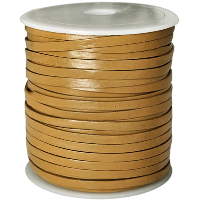 esnado Lederband Flach 4 x 1 mm - Curry - echtes Leder