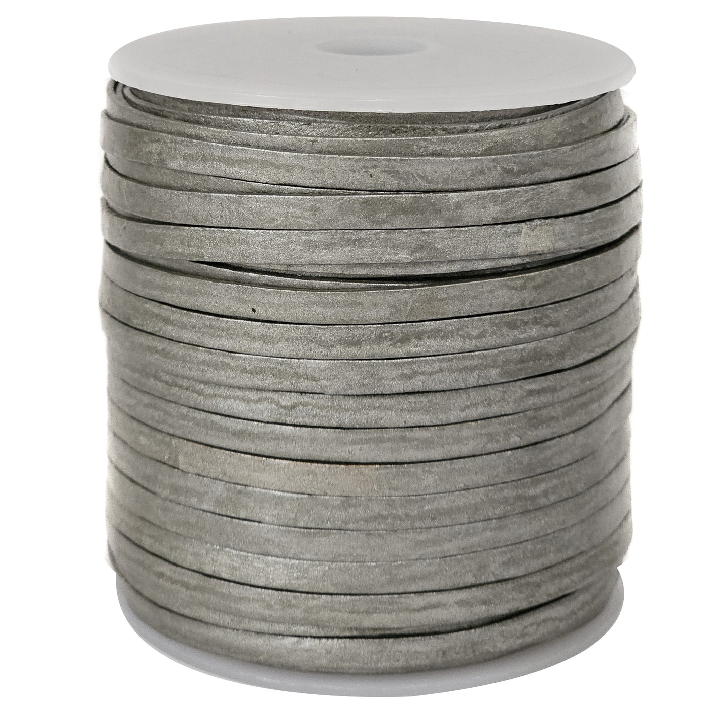 esnado Lederband Flach 4 x 1 mm - Silber - echtes Leder