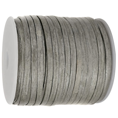 esnado Lederband Flach 4 x 1 mm - Silber - echtes Leder