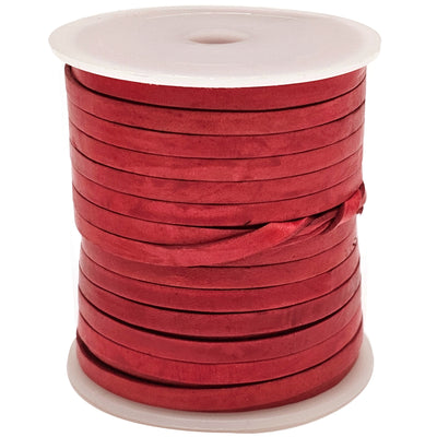 esnado Lederband Flach 4 x 1 mm - Antik Rot - echtes Leder